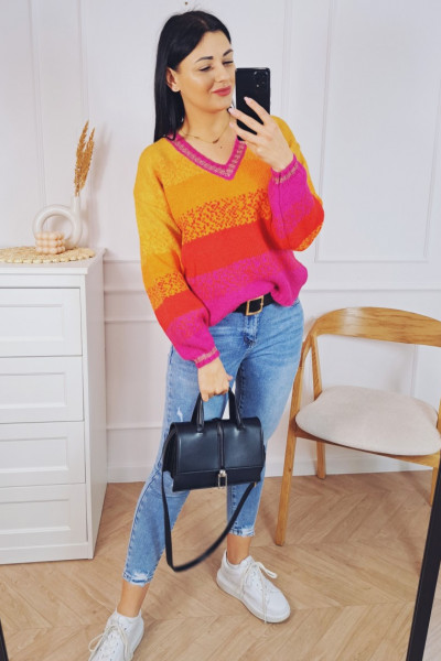 Sweter multicolor pink
