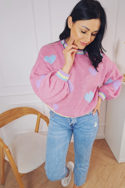 Sweter heart róż 3