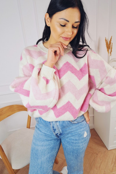Sweter pink zygzak 3
