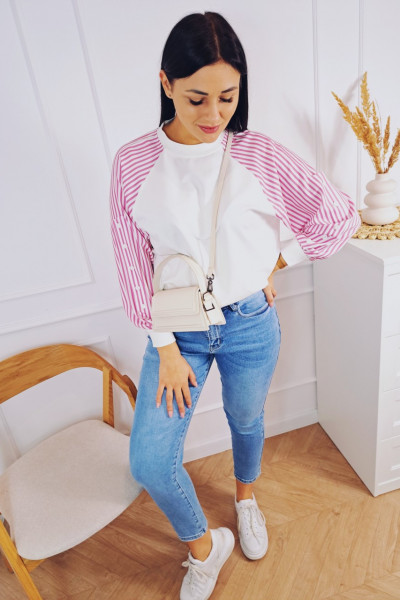 Bluza z łączonych tkanin róż 3