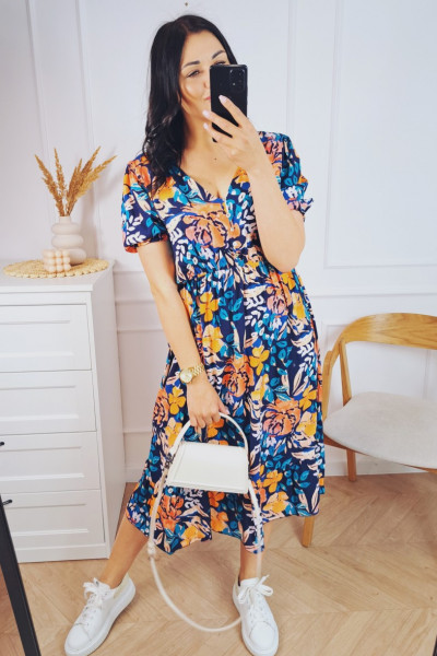 Sukienka midi orange blue 1