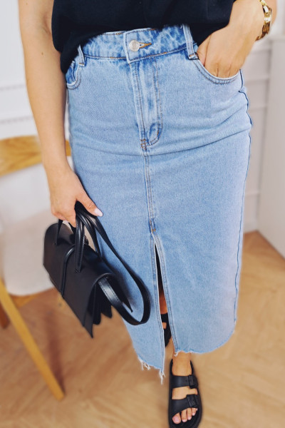 Spódnica jeans z rozcięciem midi 1