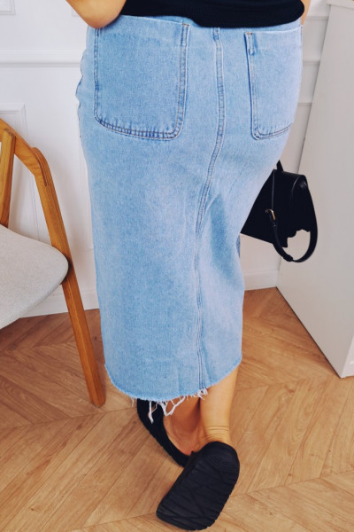 Spódnica jeans z rozcięciem midi 3