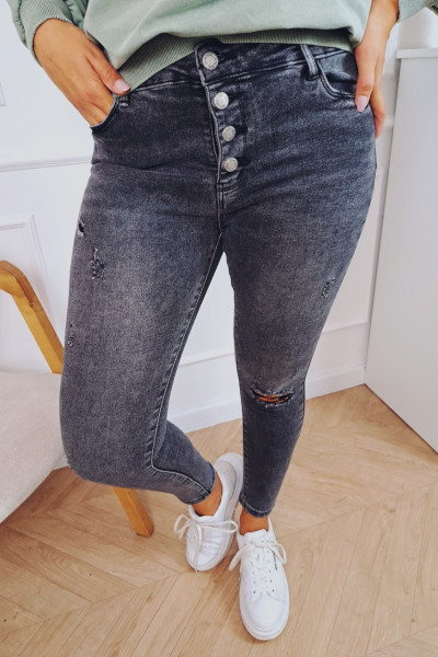 Jeansy modelujące przetarcia grafit 4