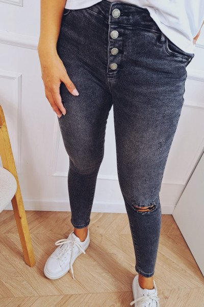 Jeansy modelujące przetarcia grafit 6