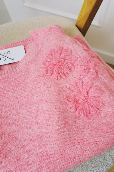 Sweterek kwiatuszki pink 7