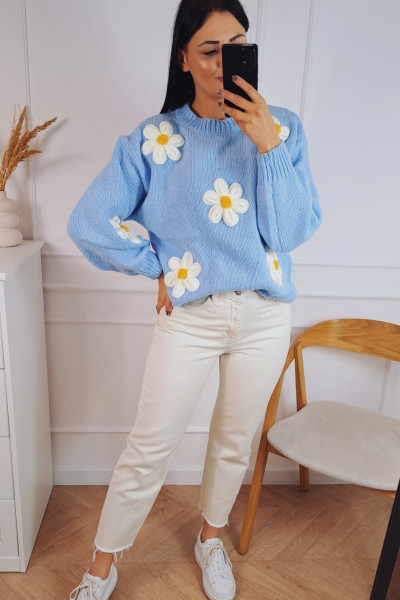 Sweter kwiaty blue 2