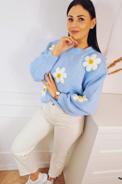 Sweter kwiaty blue 3