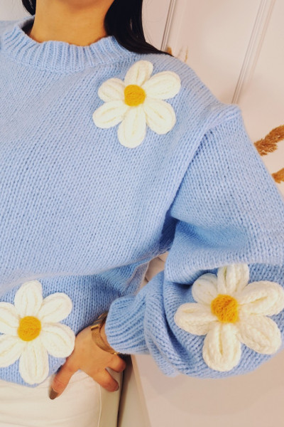 Sweter kwiaty blue 4