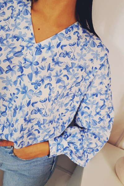 Bluzka koszulowa flowers blue