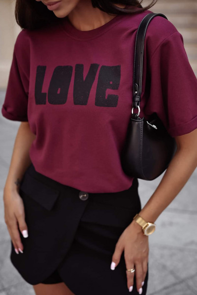 T-shirt love bordo