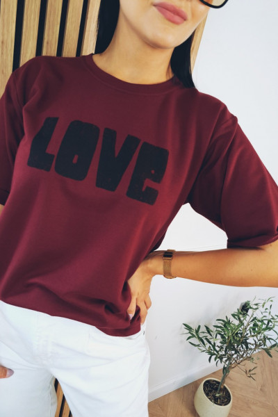 T-shirt love bordo 1