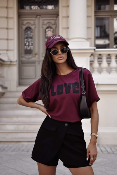 T-shirt love bordo 6