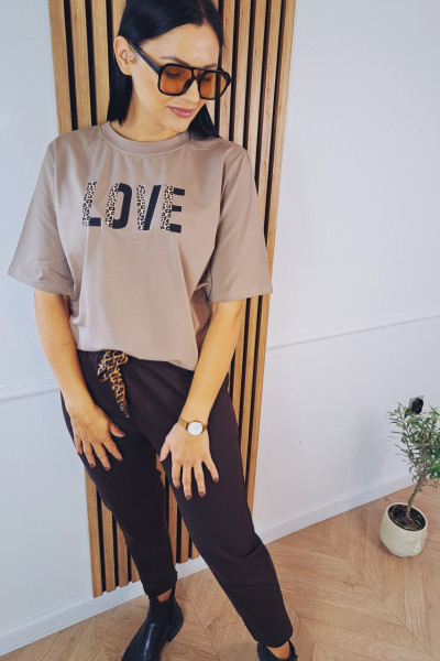 T-shirt love beż 2