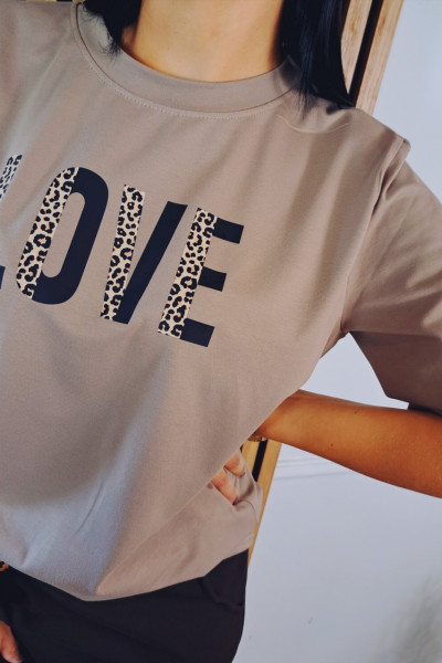 T-shirt love beż 3