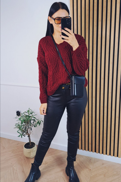 Pre order Sweter pleciony bordo 4