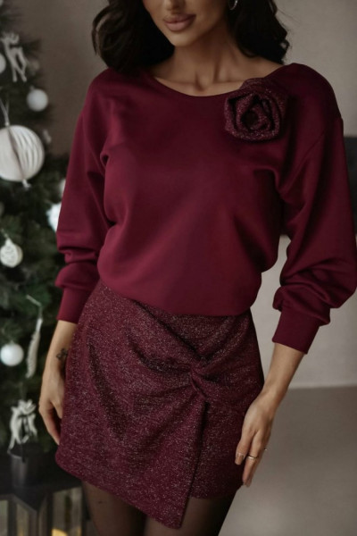 Bluza bordo z różą Xana