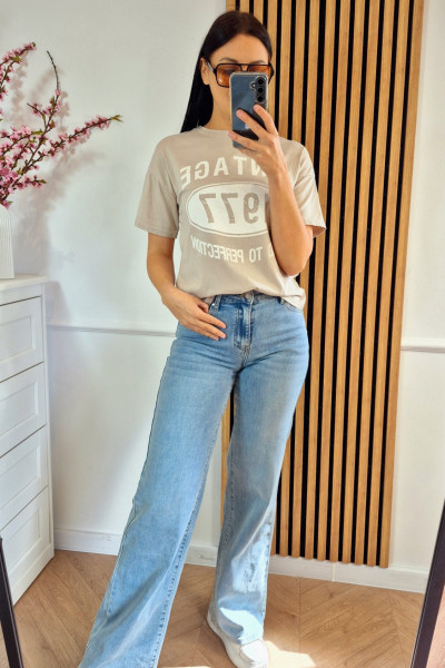 T-shirt vintage beż 1