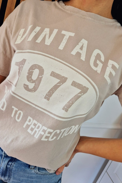T-shirt vintage beż 2