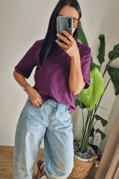 T-shirt basic bakłażan