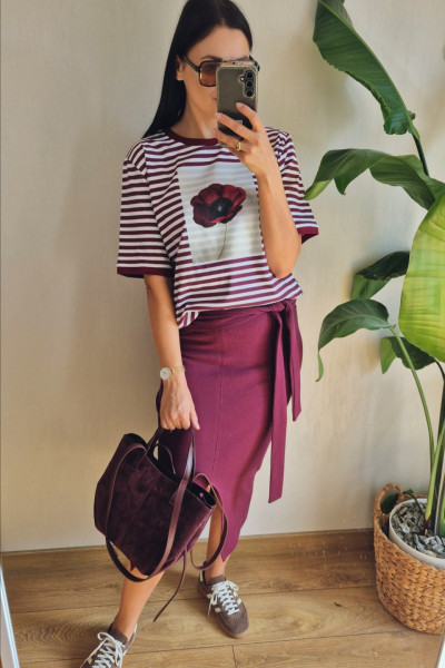 T-shirt w paski bordo maki 2