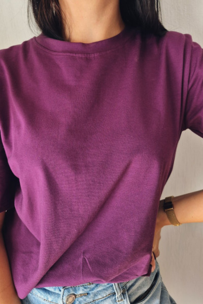 T-shirt basic bakłażan 1
