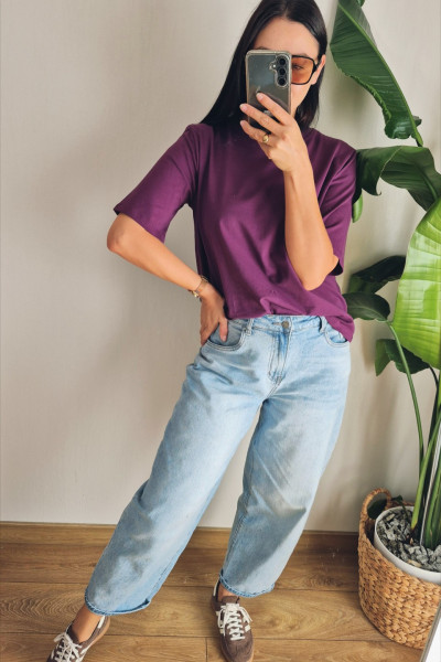 T-shirt basic bakłażan 2