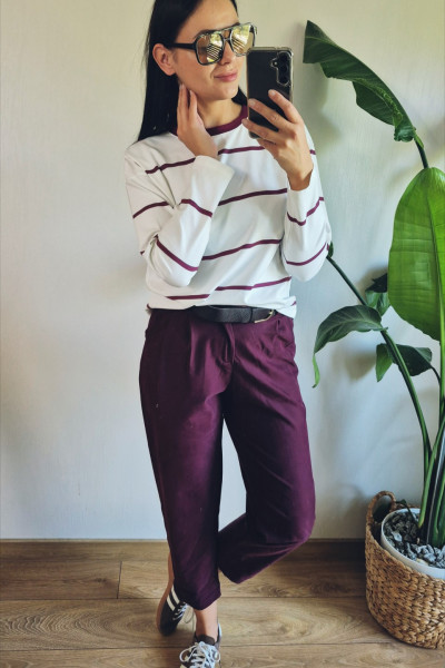 longsleeve paski bakłażan