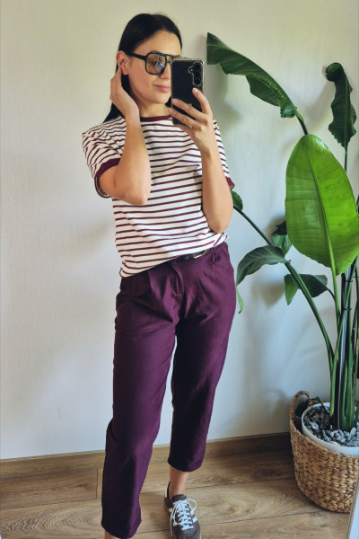 T-shirt paseczki bordo 1