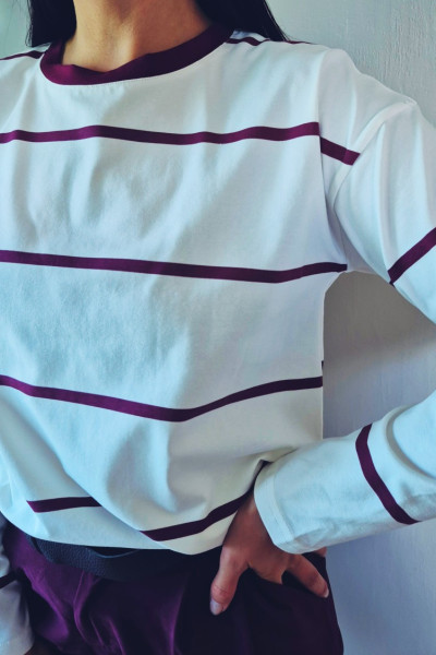 longsleeve paski bakłażan 2