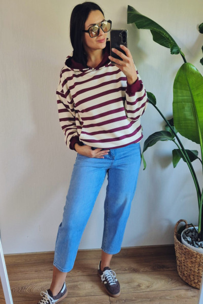 Bluza w paski bakłażan 1