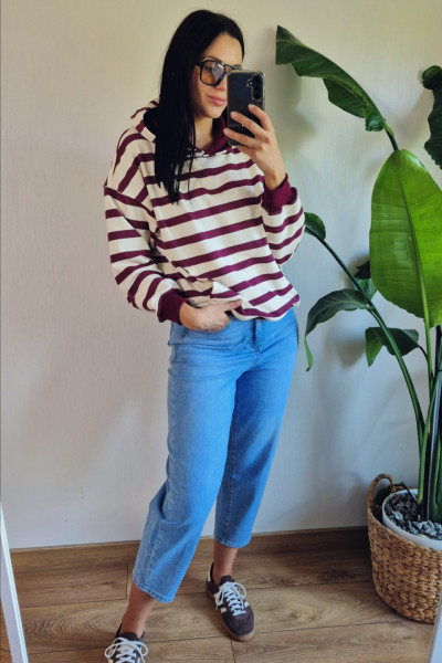 Bluza w paski bakłażan 2