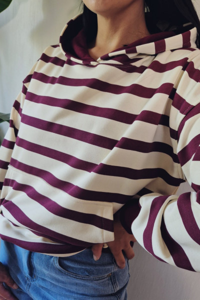 Bluza w paski bakłażan 4