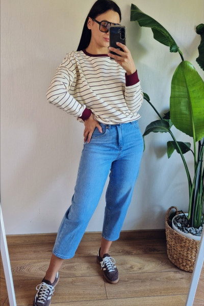 Bluza w paski bakłażan 1