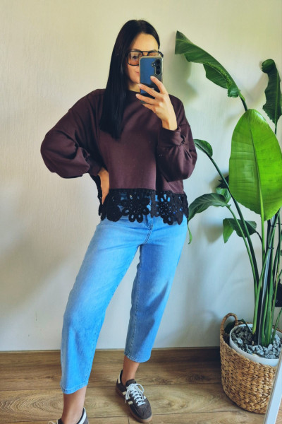 Bluza z koronką czekolada 1