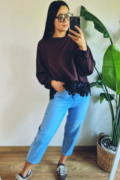 Bluza z koronką czekolada 2