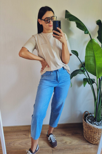 T-shirt basic beż 1