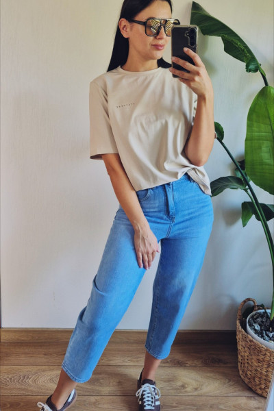 T-shirt basic beż 2