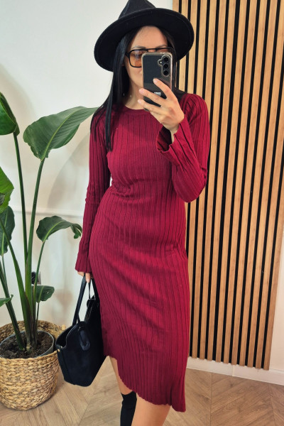 Sukienka dzianinowa midi bordo