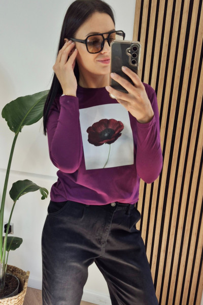 Bluzka longsleeve bakłażan mak 1