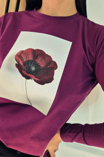 Bluzka longsleeve bakłażan mak 2