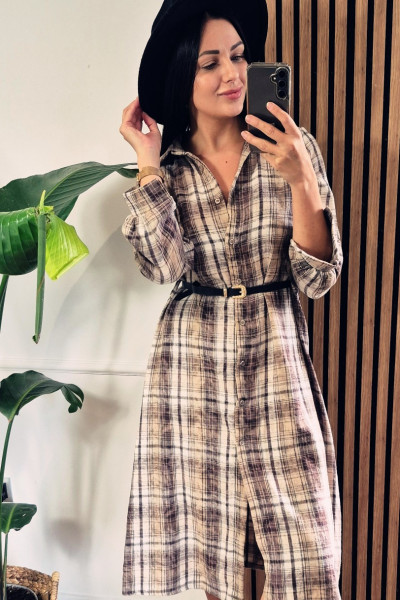 Sukienka midi krata beige